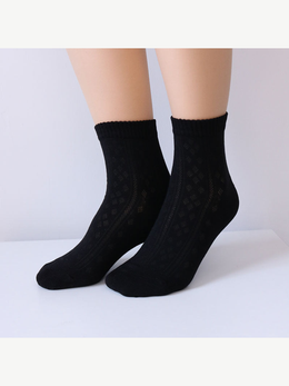 Silk Blend Crew Socks in Black