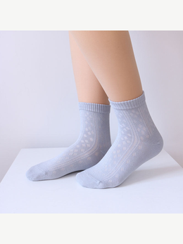 Silk Blend Crew Socks in Light Gray