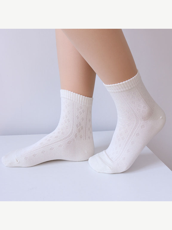 Silk Blend Crew Socks in Off White