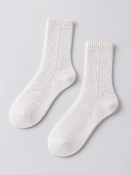 Silk Blend Crew Socks in Off White