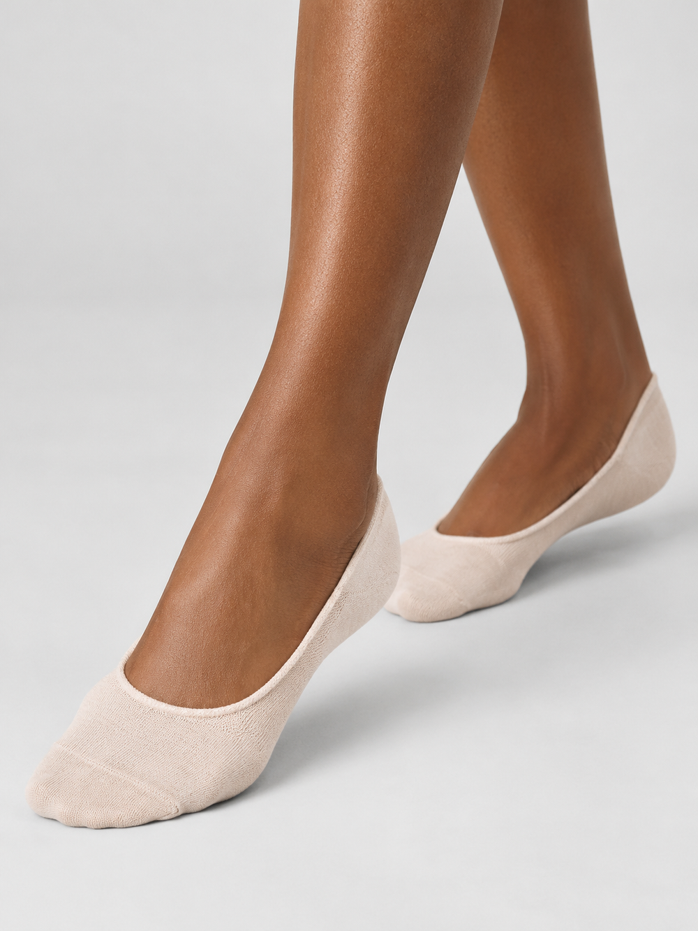 Silk Blend Liner Socks in Beige Nude