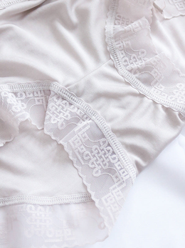 Silk Briefs with Geometric Lace Edging in Gray Purple