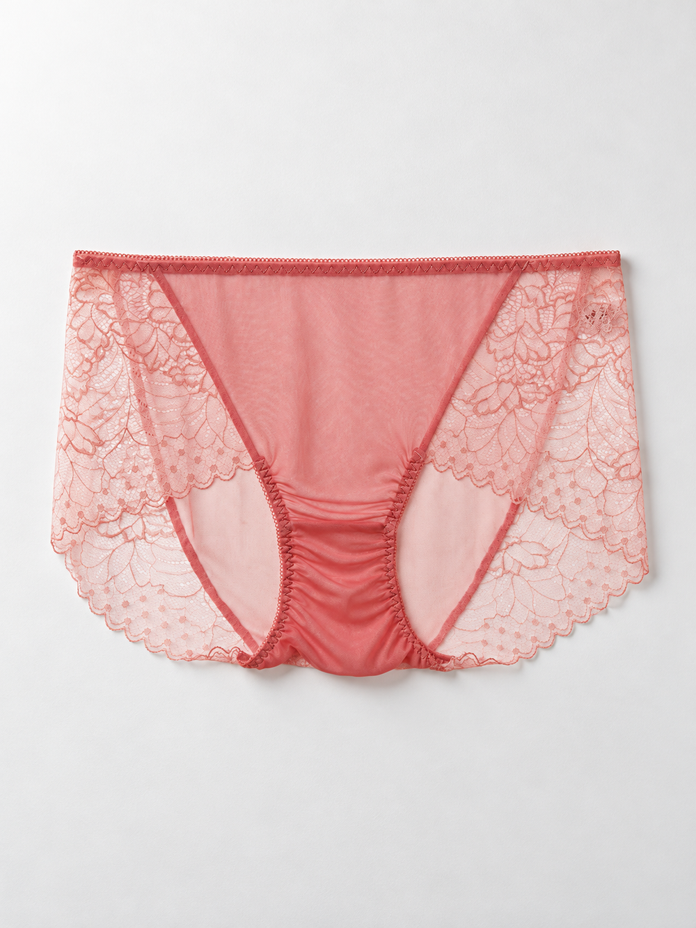 Silk Briefs with Lace Side Panels in Dusty Rose