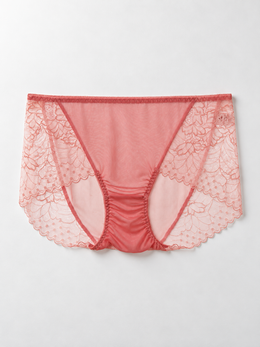 Silk Briefs with Lace Side Panels in Dusty Rose