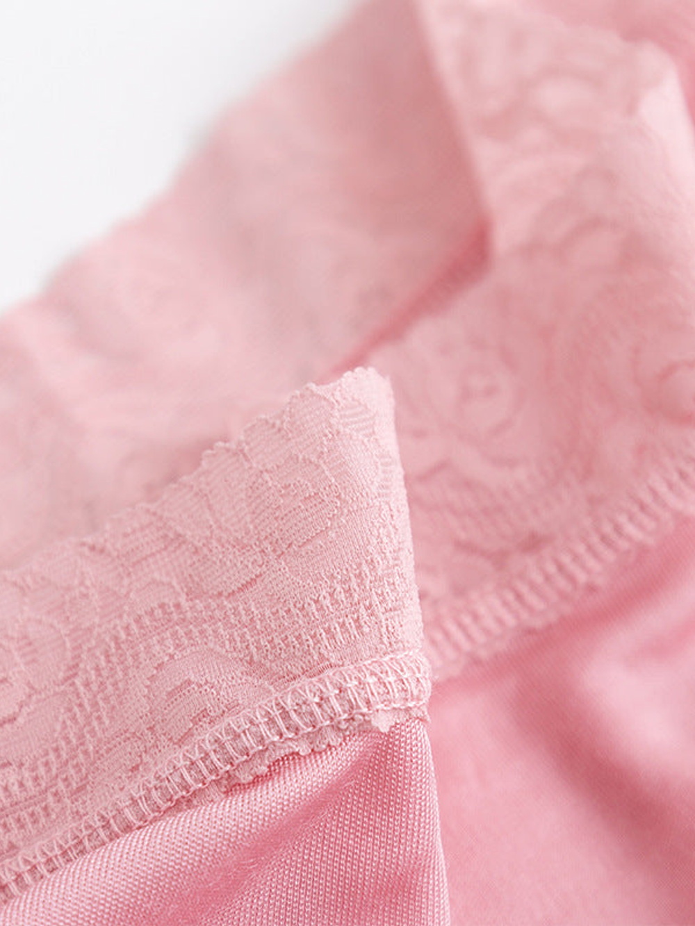 Silk Briefs with Wide Lace Waistband in Dusty Rose
