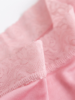 Silk Briefs with Wide Lace Waistband in Dusty Rose