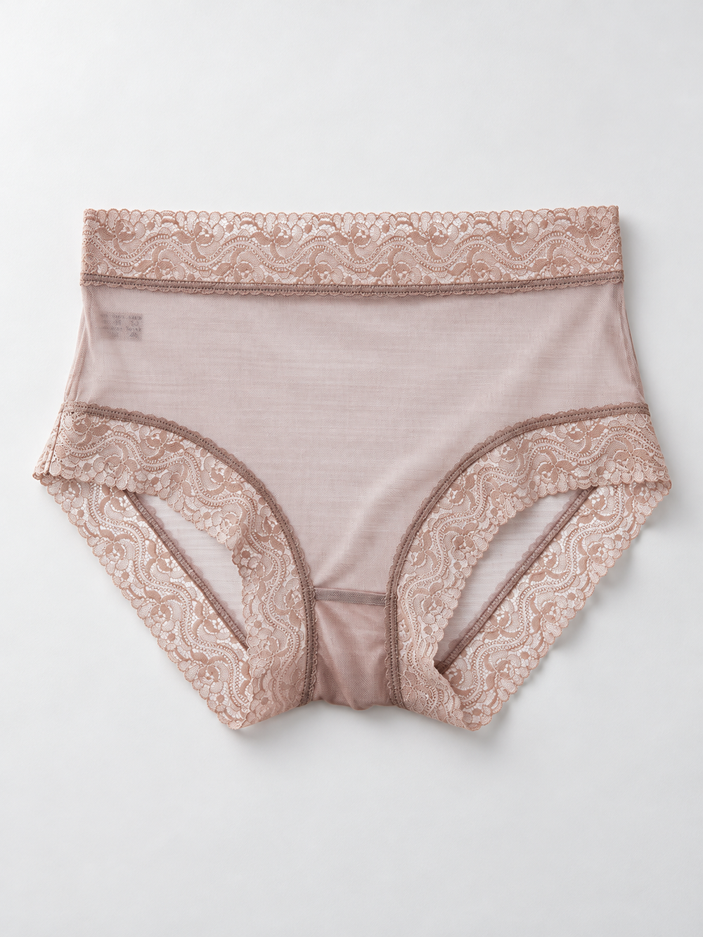 Silk Knit Briefs with Lace Waistband in Dusty Mauve