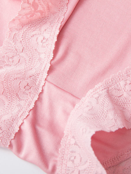 Silk Knit Briefs with Lace Waistband in Dusty Rose