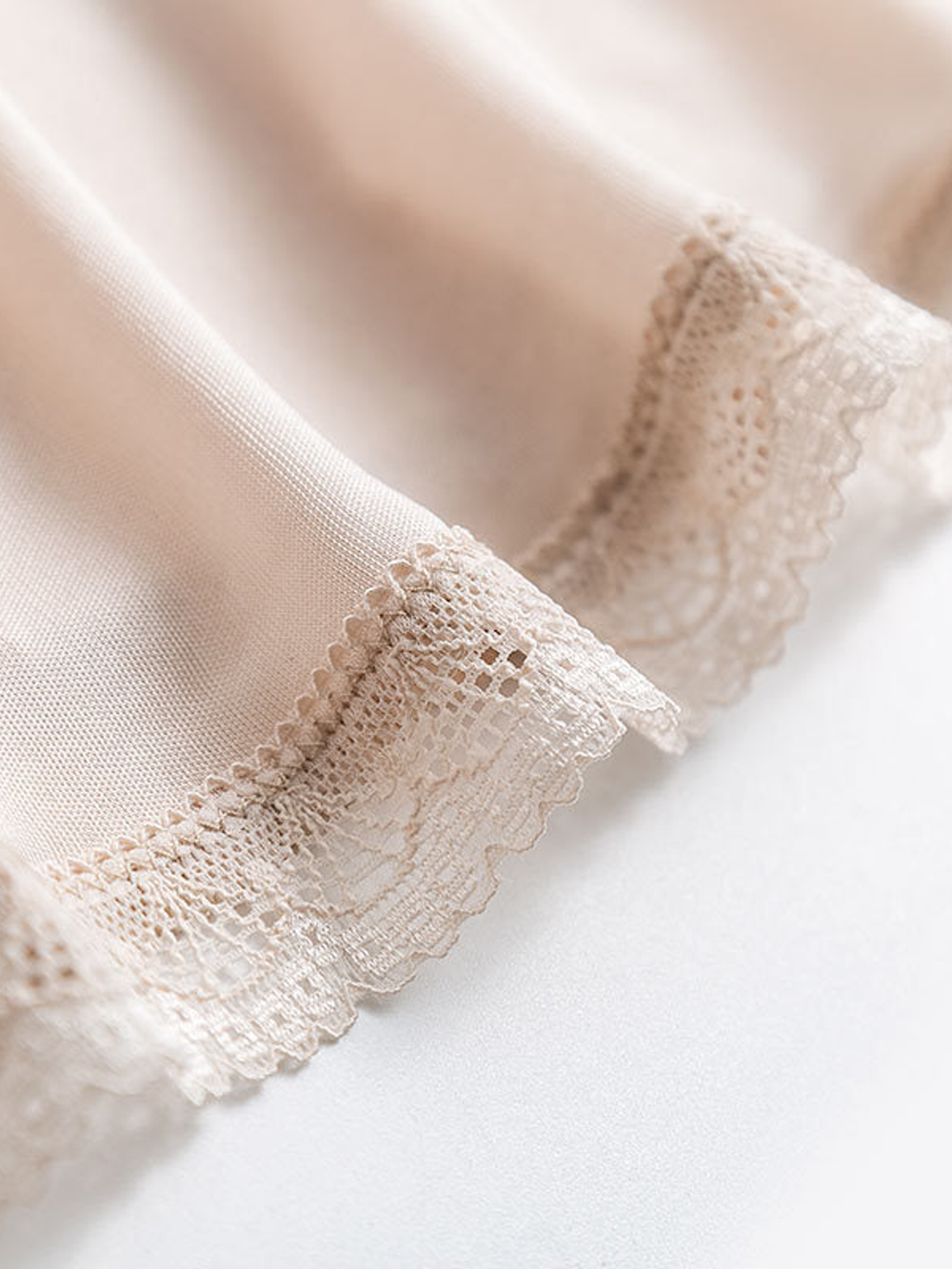 Silk Knit Cami with Lace Edging in Nude
