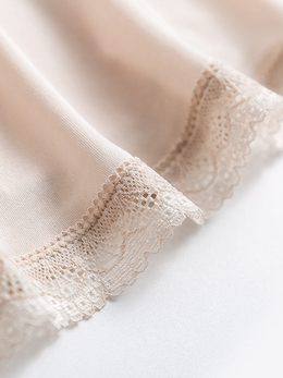 Silk Knit Cami with Lace Edging in Nude