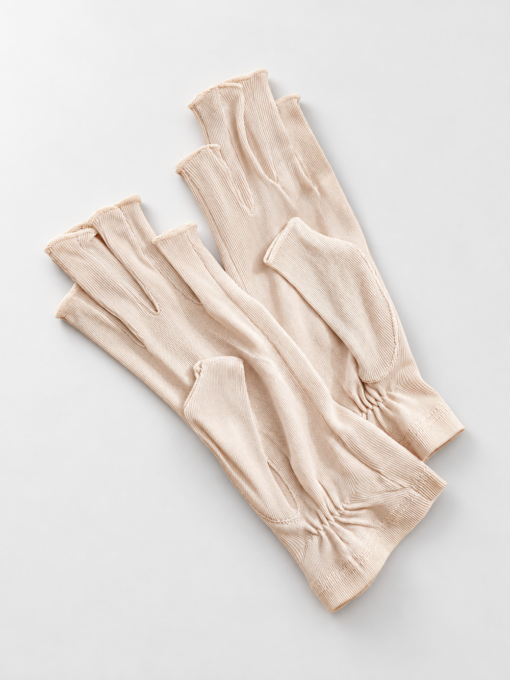 Silk Knit Fingerless Gloves in Nude