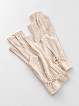 Silk Knit Fingerless Gloves in Nude