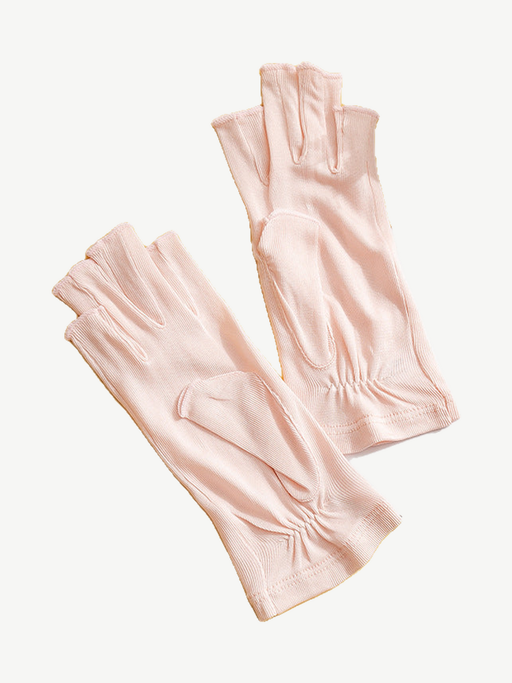 Silk Knit Fingerless Gloves in Pink