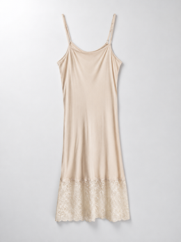 Silk Knit Slip with Lace Hem in Nude
