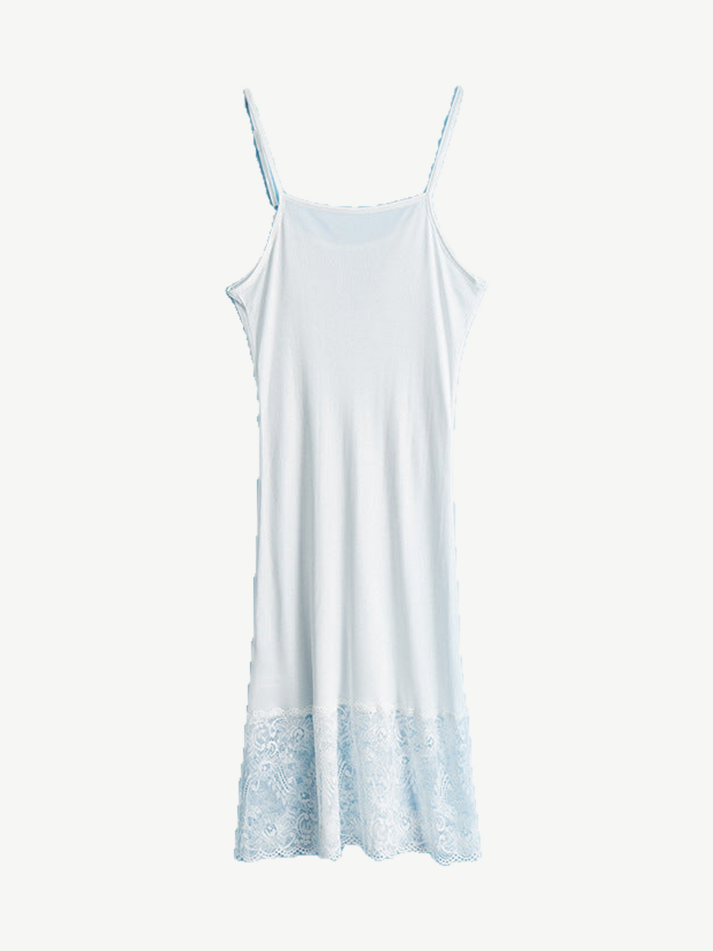 Silk Knit Slip with Lace Hem in White