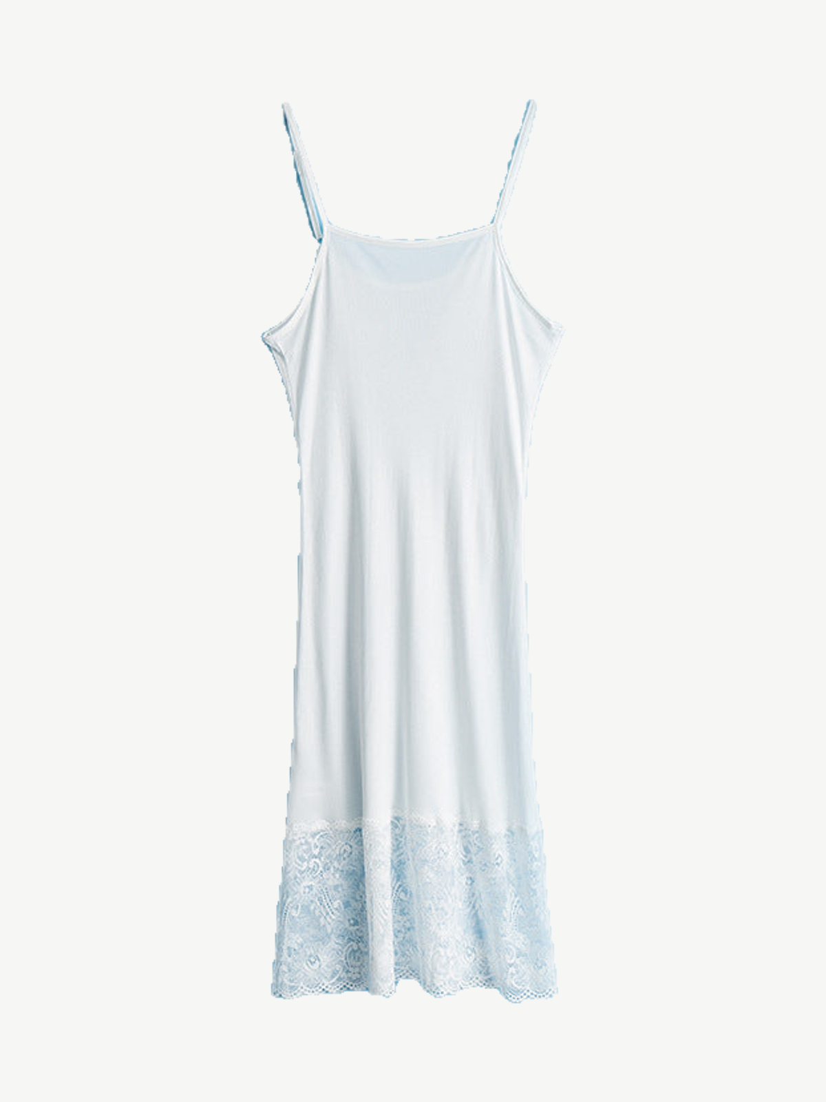 Silk Knit Slip with Lace Hem in White