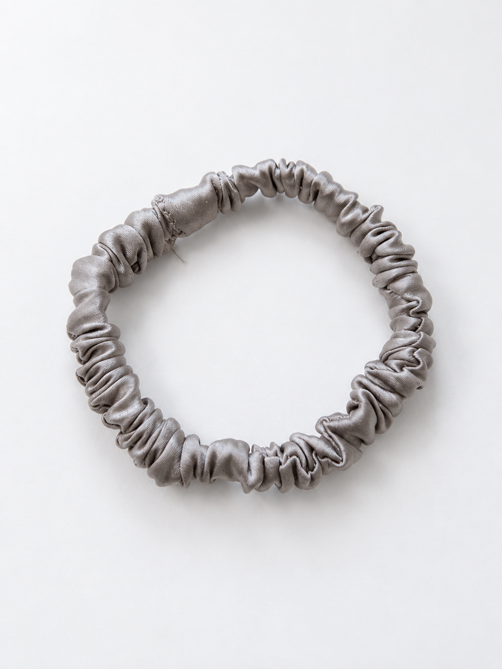 Slim Stretch Silk Satin Scrunchie in Light Coffee