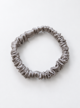 Slim Stretch Silk Satin Scrunchie in Light Coffee