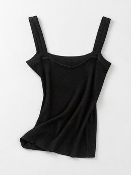 Spun Silk Cotton Knit Camisole in Black