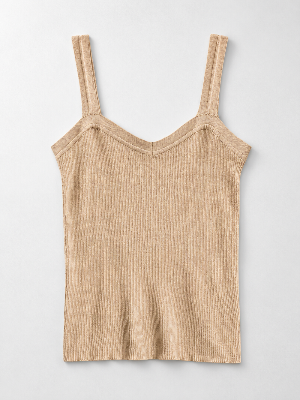 Spun Silk Cotton Knit Camisole in Khaki