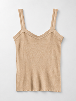 Spun Silk Cotton Knit Camisole in Khaki