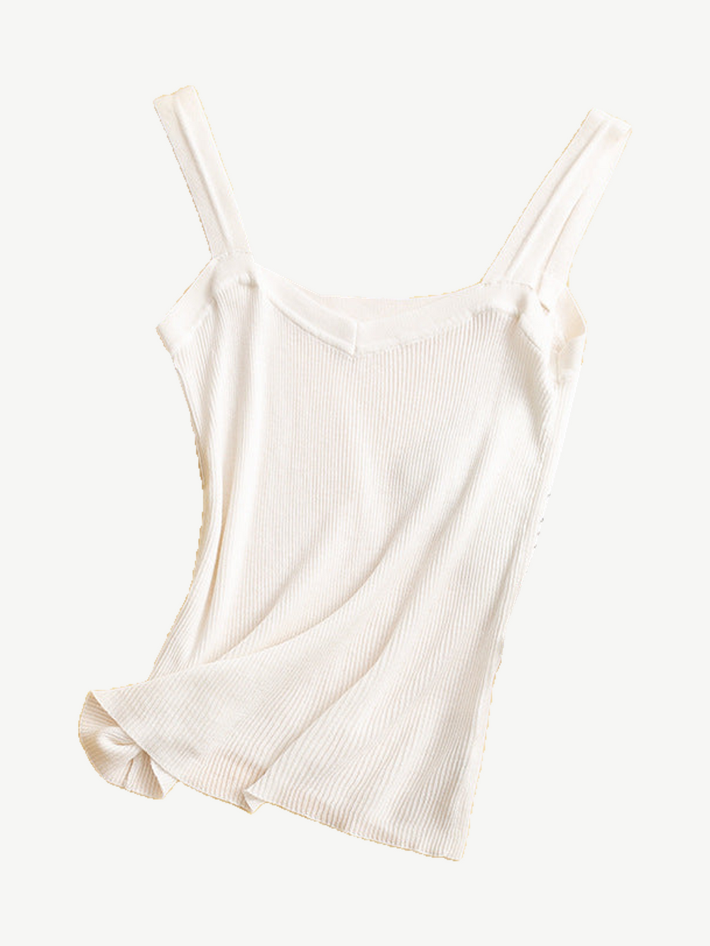 Spun Silk Cotton Knit Camisole in White