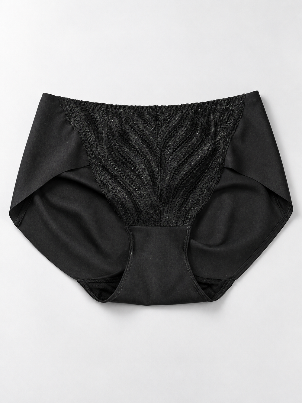 Stretch Lace Panel Briefs with Silk Gusset in Black