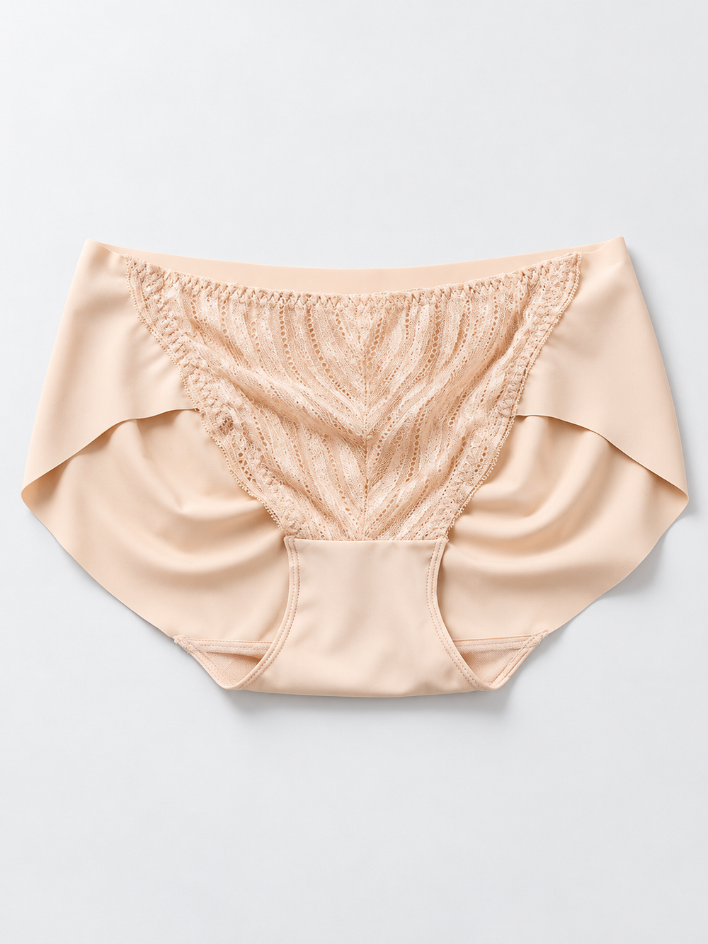 Stretch Lace Panel Briefs with Silk Gusset in Blush Nude