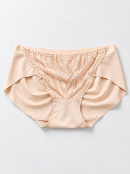 Stretch Lace Panel Briefs with Silk Gusset in Blush Nude