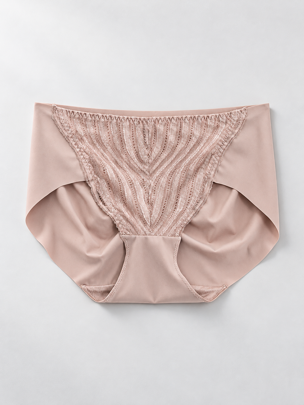 Stretch Lace Panel Briefs with Silk Gusset in Mocha