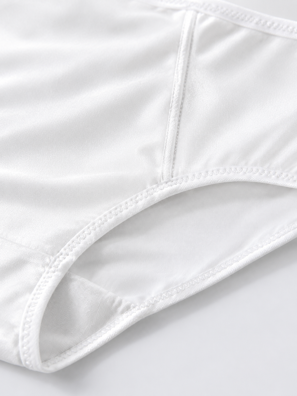 Stretch Silk Satin Panel Briefs in White
