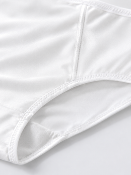 Stretch Silk Satin Panel Briefs in White