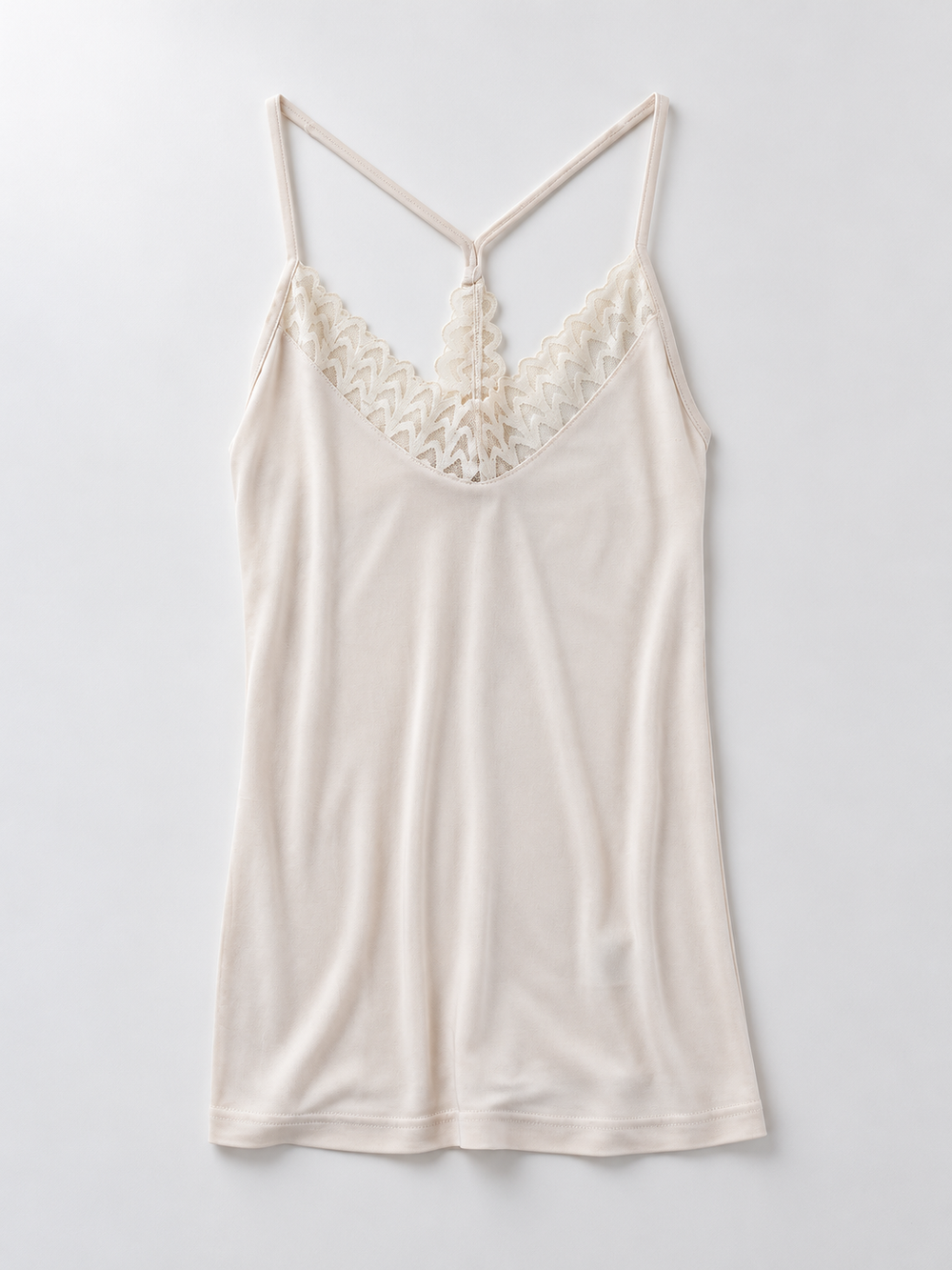 V Neck Silk Blend Lace Camisole in Nude