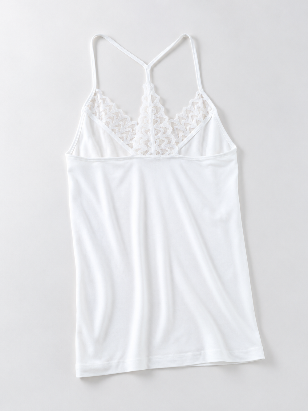 V Neck Silk Blend Lace Camisole in White