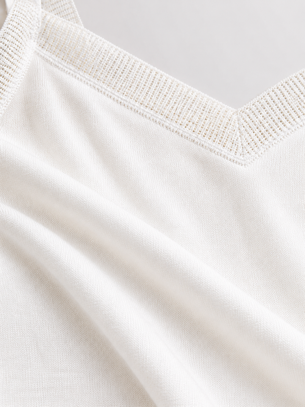 V Neck Silk Viscose Lace Camisole in White