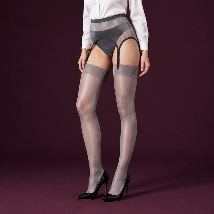 Women's Shimmer Garter Stocking Set with a Matching Waistband
