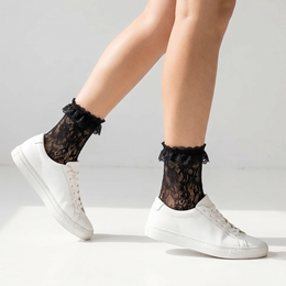 Womens Lace Ruffle Socks Cute Frilly Fancy Dress Socks Sexy Mesh Lace Trim Lolita Lacy Ruffled Boot Sock for Woman lifestyle product image 4