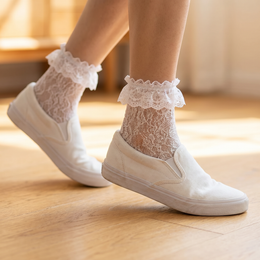 Womens Lace Ankle Socks Ruffle Frilly Dress Socks Sexy Mesh Lace Trim Lolita Sock Lacy Ruffled Bootie Sock for Woman lifestyle product image 5
