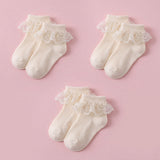 Baby Girl Ruffle Grip Socks with Lace Cuff