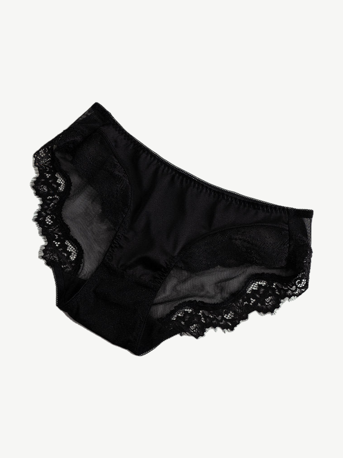 Contrast Trim Stretch Silk Briefs in Black