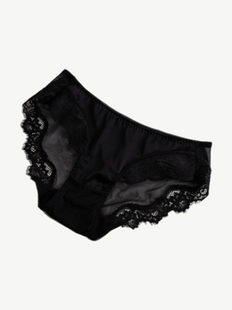 Contrast Trim Stretch Silk Briefs in Black