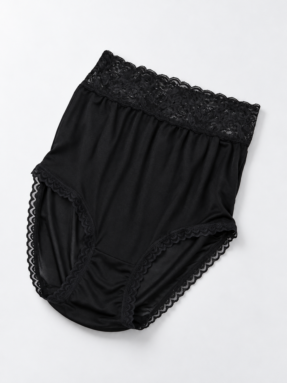 Extra High Rise Silk Lace Briefs in Black
