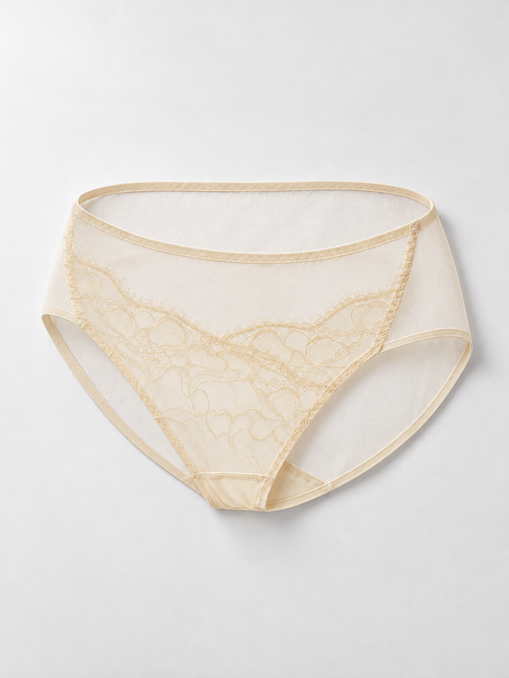 Eyelash Lace Briefs with Silk Gusset in Ivory