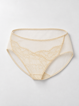 Eyelash Lace Briefs with Silk Gusset in Ivory