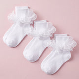 Girls Ruffle Socks with Double Lace Turn-Cuff