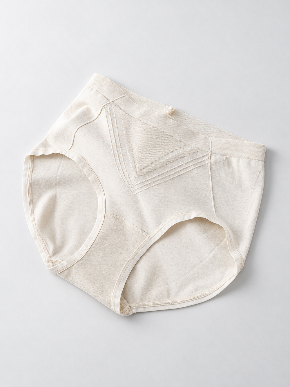 High Rise Knit Briefs with Silk Gusset in Cream White