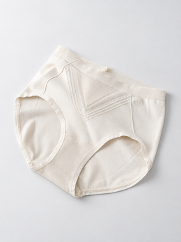 High Rise Knit Briefs with Silk Gusset in Cream White
