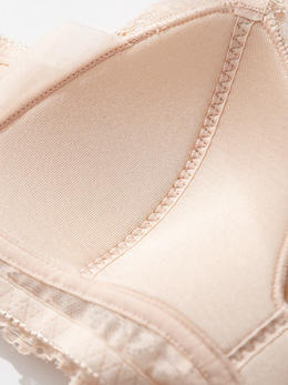 Lace Wirefree Bra with Silk Cup Lining in Peach Nude