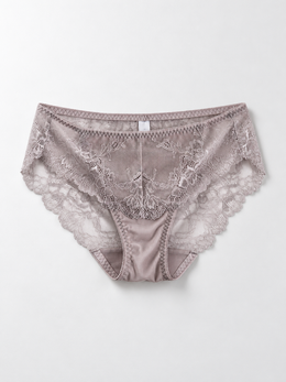 Low Rise Silk Briefs with Lace Back in Gray