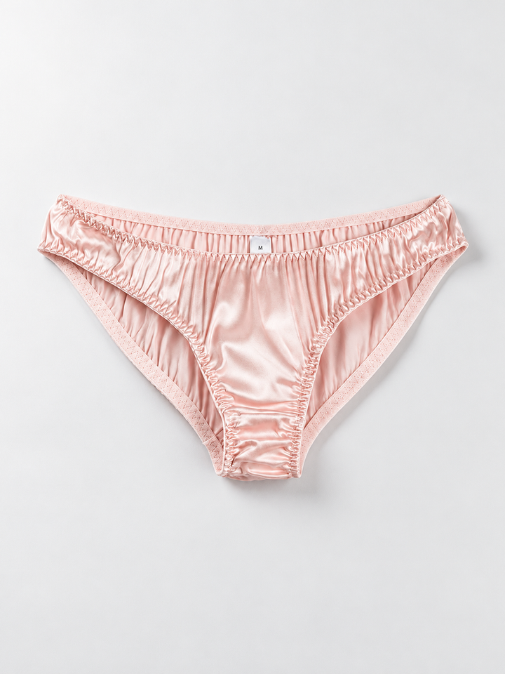 Low Rise Stretch Silk Thong in Pink